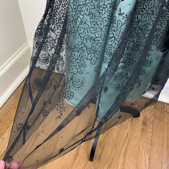 Adrianna Papell Strapless Green/Blk Cocktail Dress - Picture 3 of 8